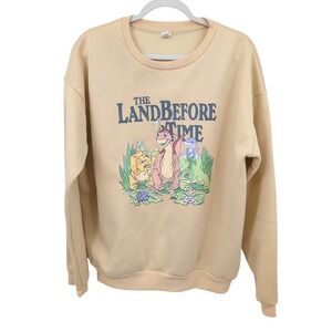 The Land Before Time Graphic Sweatshirt Juniors XXL Tan Dinosaur 90s Nostalgia
